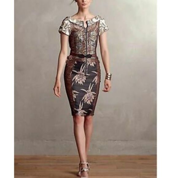 Host Pick❣️Beguile by Byron Lars Size 2 Black/Tan Pieced Brocade LBD - Picture 15 of 15